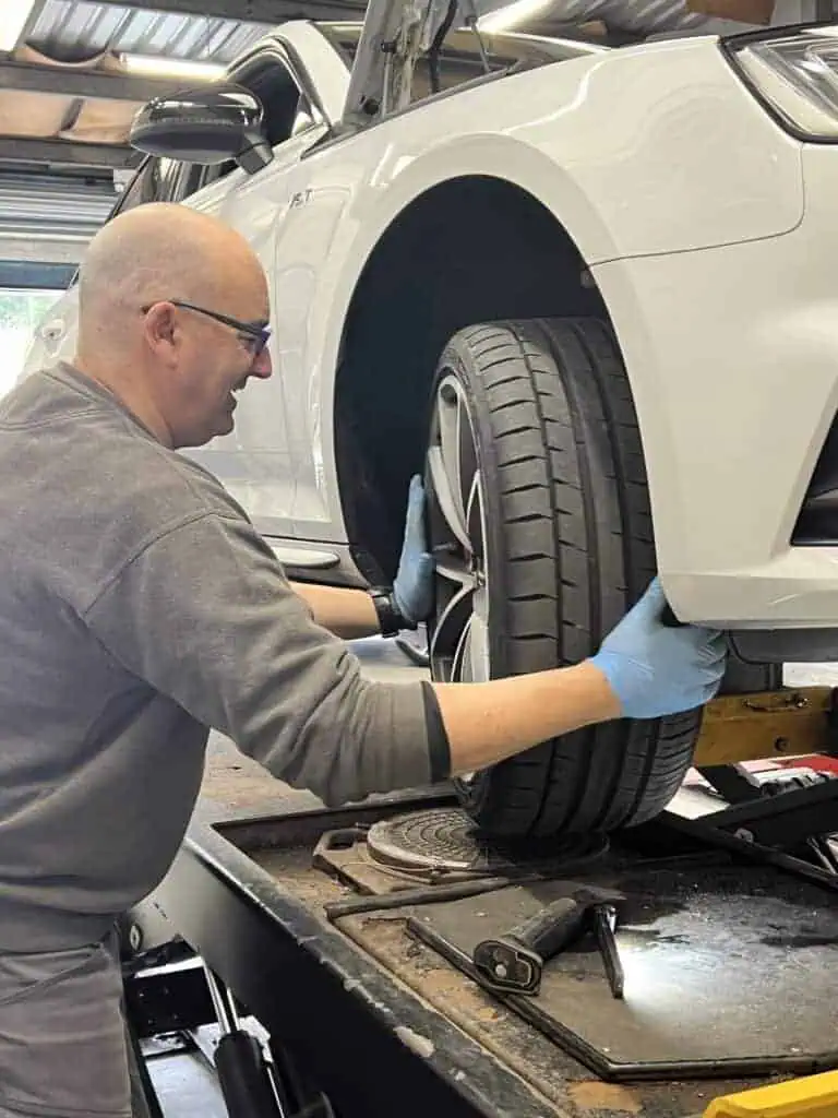 MOT test being carried out by John Delany Motors